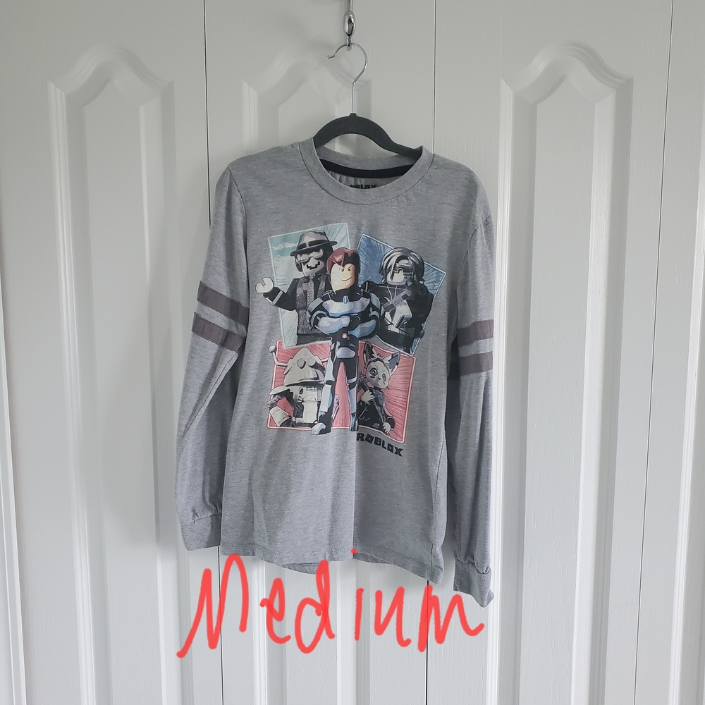 Roblox Kids Long Sleeve Gray Shirt